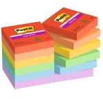 Cf. 12pz blocco 90fg. Post-itÂ® Super Sticky 47,6x47,6mm 622-12SS-PLAY Playful