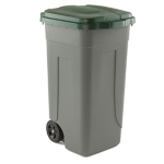 MobilPlastic Bidone mobile Cento 100Lt grigio c/coperchio verde per raccolta differenziata