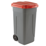 MobilPlastic Bidone mobile Cento 100Lt grigio c/coperchio rosso per raccolta differenziata