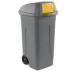 MobilPlastic Bidone mobile Cento Push 100Lt grigio c/coperchio giallo per raccolta diff.