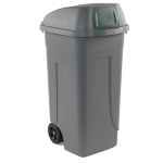 MobilPlastic Bidone mobile Cen Push 100Lt grigio c/coperchio verde per raccolta diff.