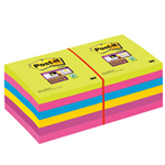 BLOCCO 90foglietti Post-itÂ® Super Sticky 76x76mm ULTRACOLOR 654-12SSUCC