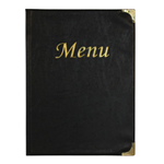 SECURIT PORTA MENU' A5-23,7x17,2cm NERO in PVC BASIC con 4+2 BUSTE FISSE